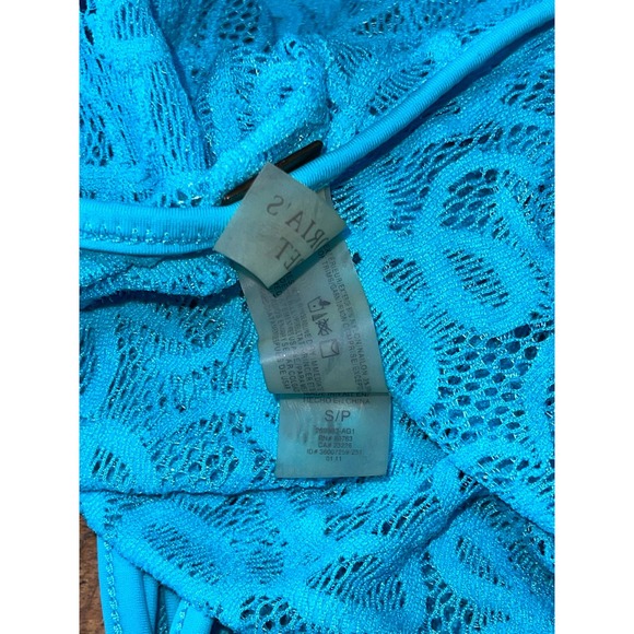 Womens Victoria's Secret Blue Mesh‎ Lace Back Tie Bathing Suit Tank Small - Picture 7 of 7